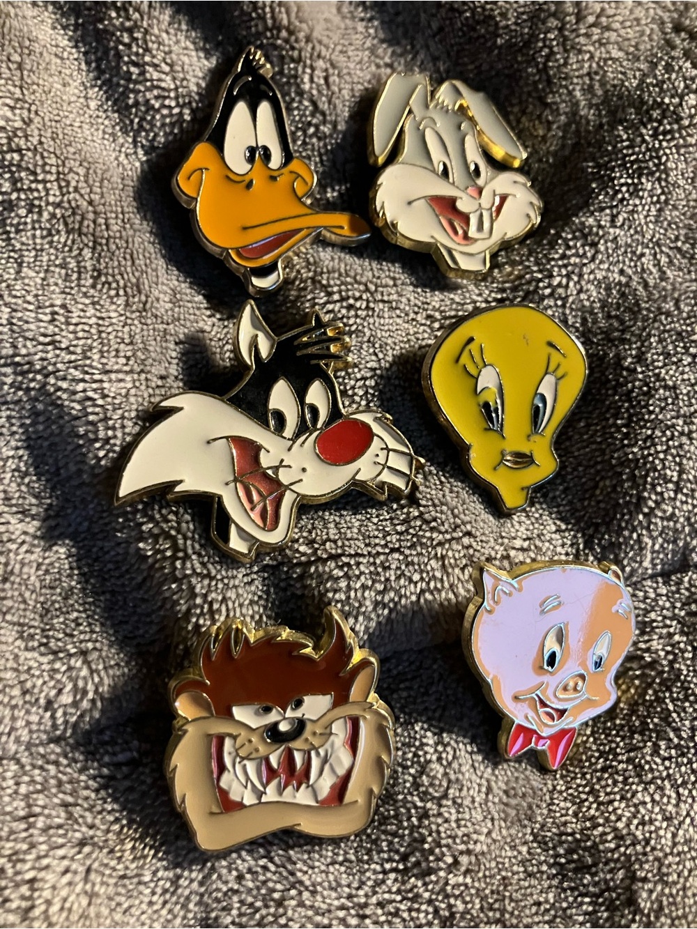Looney Tunes Characters Button Covers Toppers Vintage Set of 6 Warner Brothers